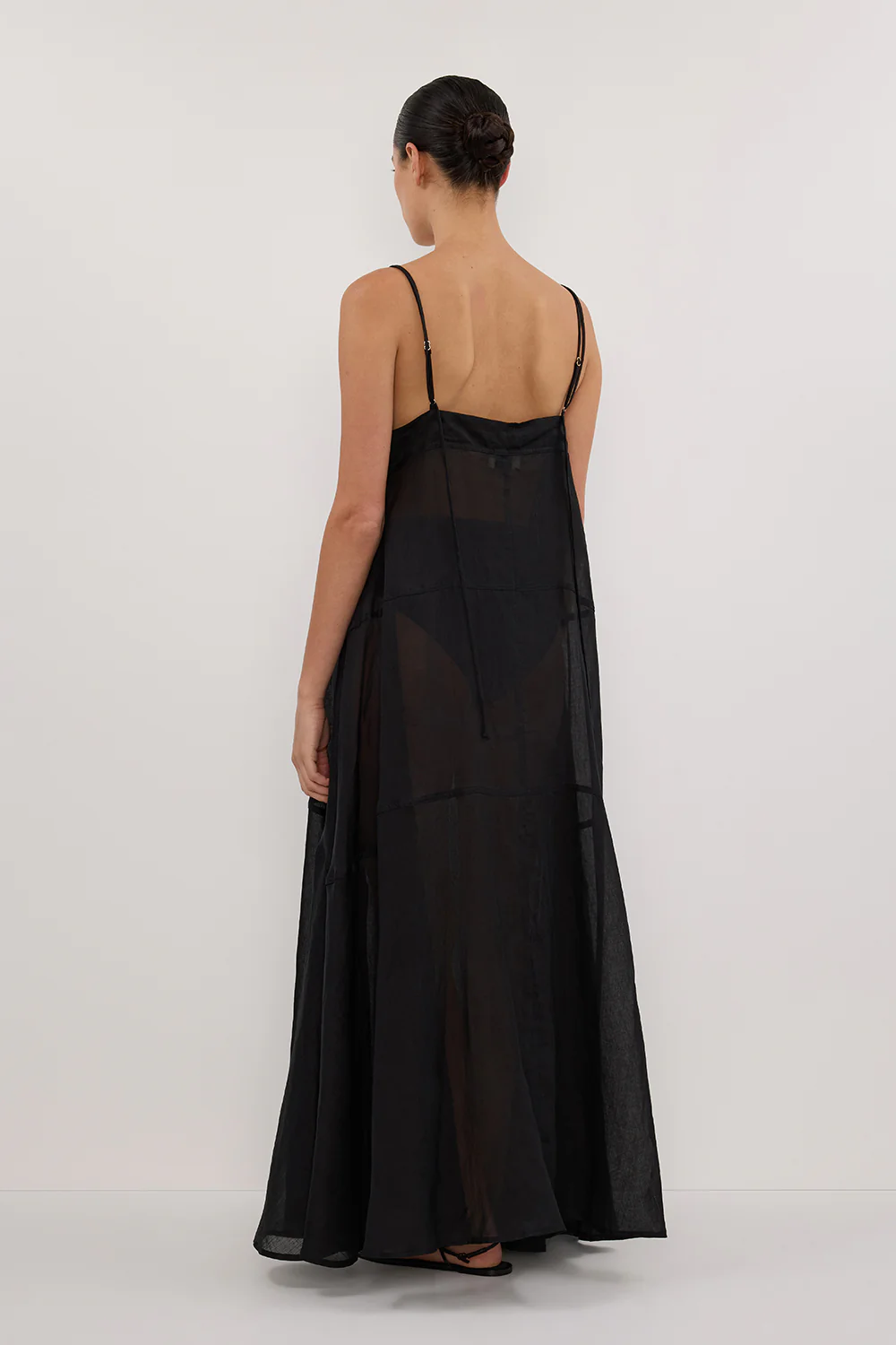 TINA BLACK RAMIE HIGH NECK MIDI DRESS - Image 7