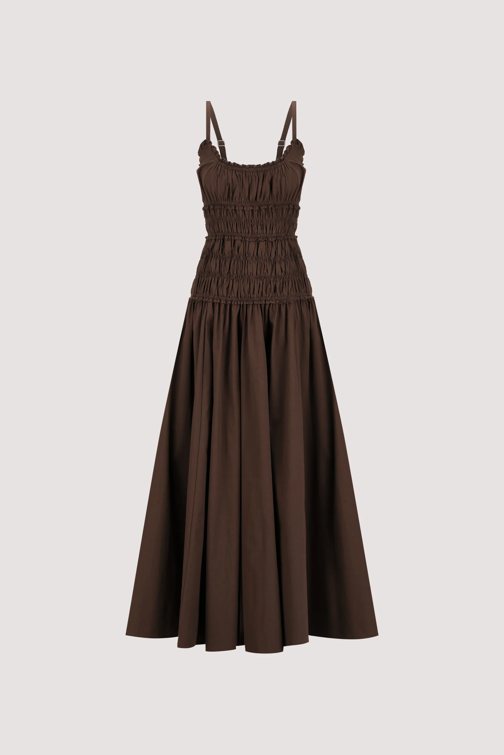 TOBY BITTER CHOC COTTON MIDI DRESS - Image 6