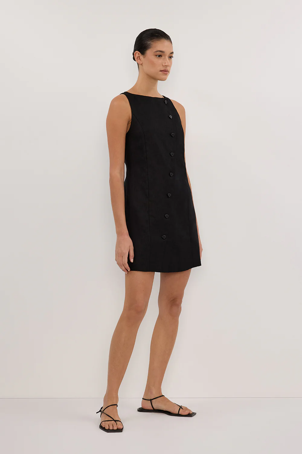 TOMMY BLACK LINEN MINI DRESS - Image 3