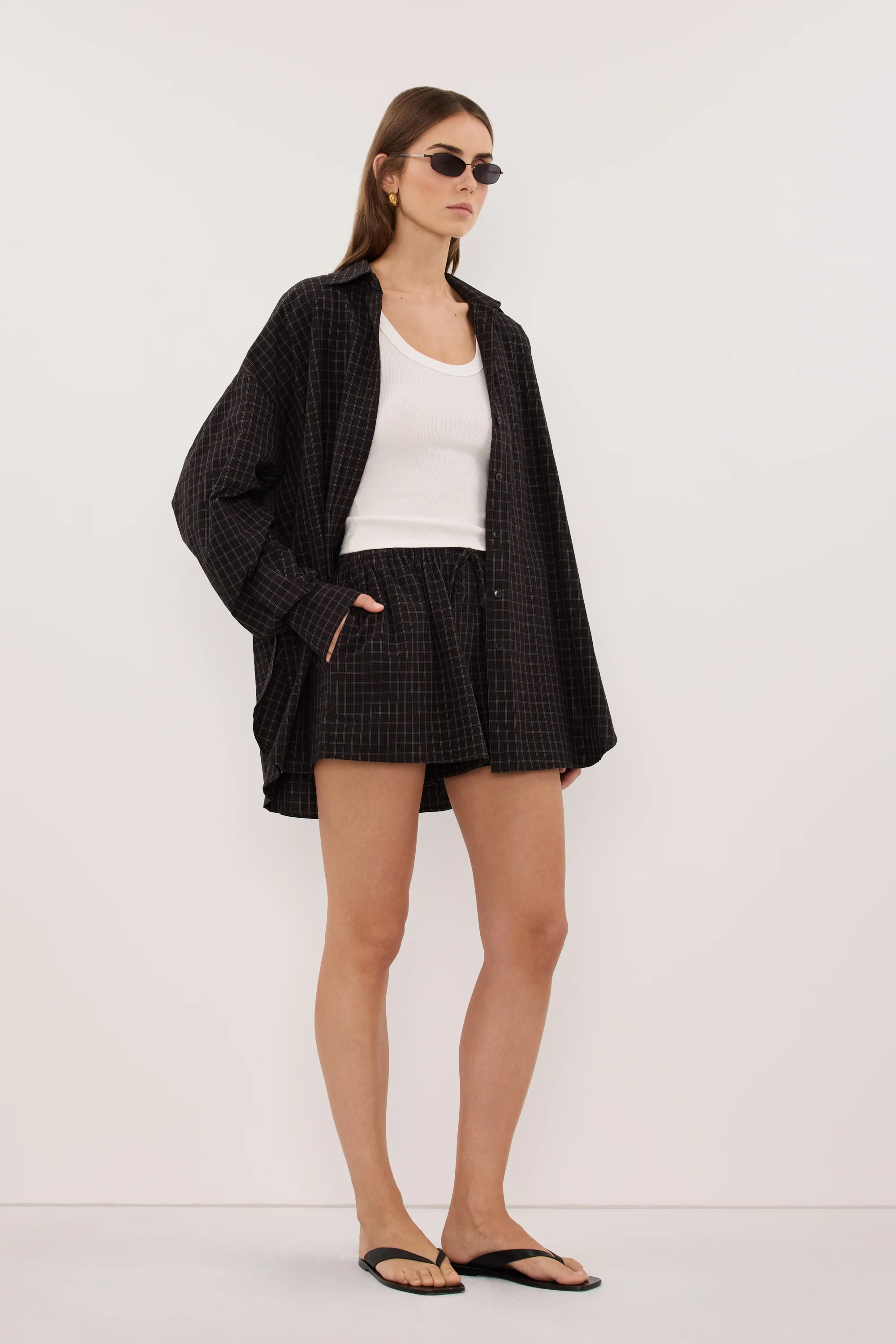 TOVA INK CHECK OVERSIZED COTTON SHIRT - Image 3