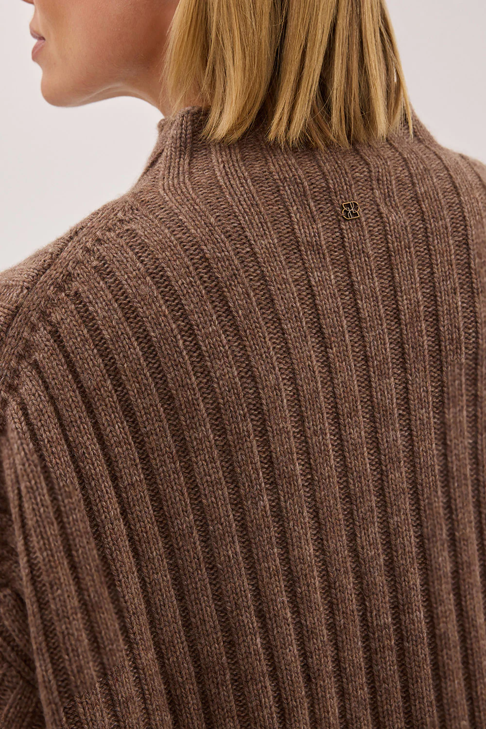 TUCSON MOCHA HIGH NECK KNIT JUMPER - Image 5
