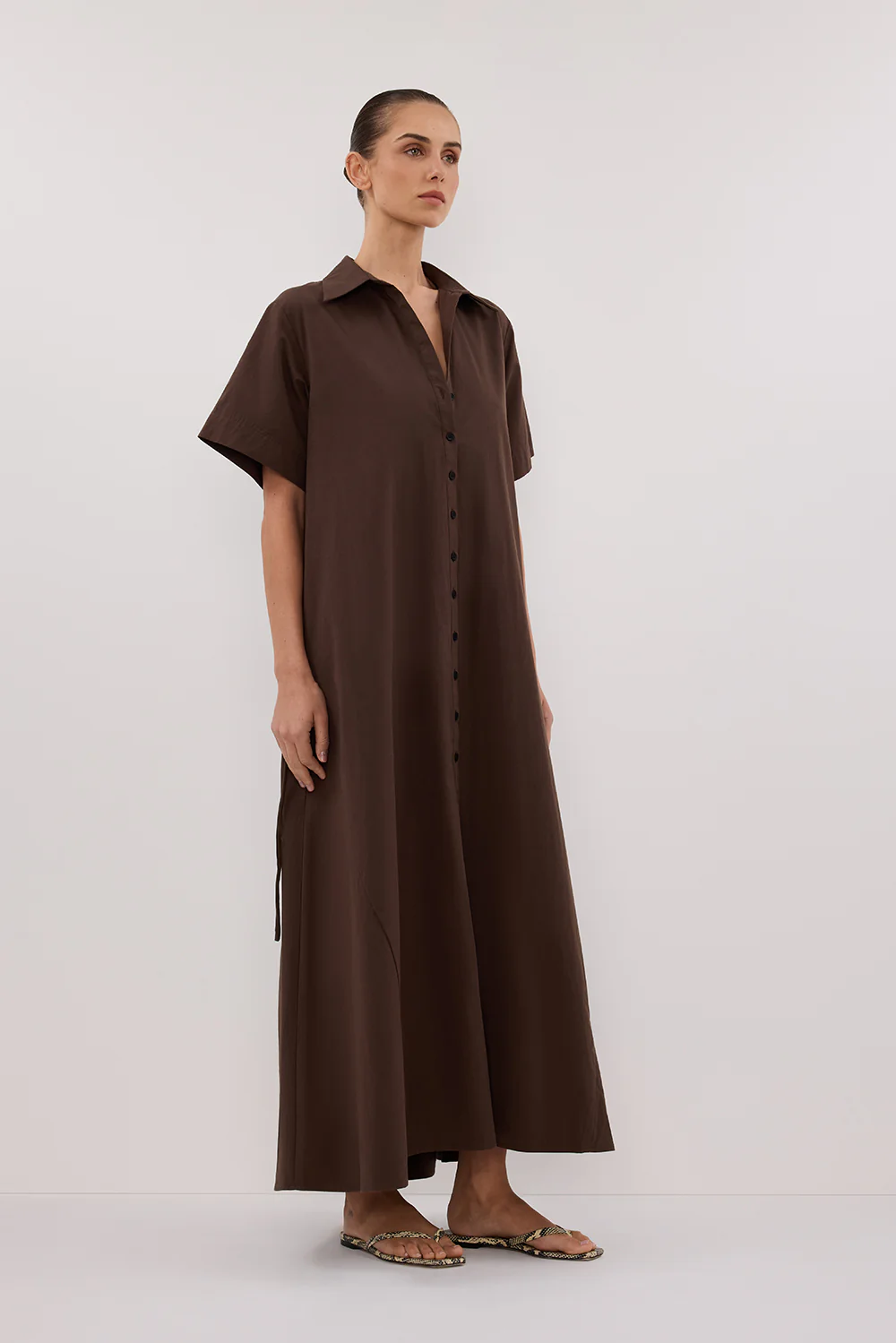VIOLET BITTER CHOC SHIRT MIDI DRESS - Image 3