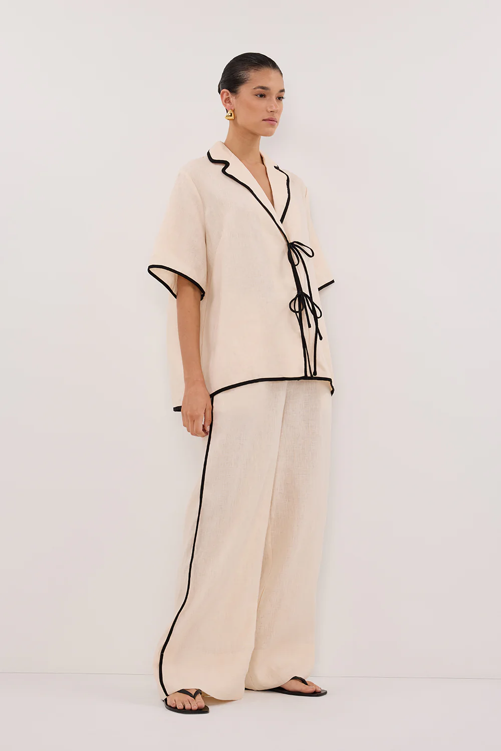 VON CREAM LINEN PANT - Image 3