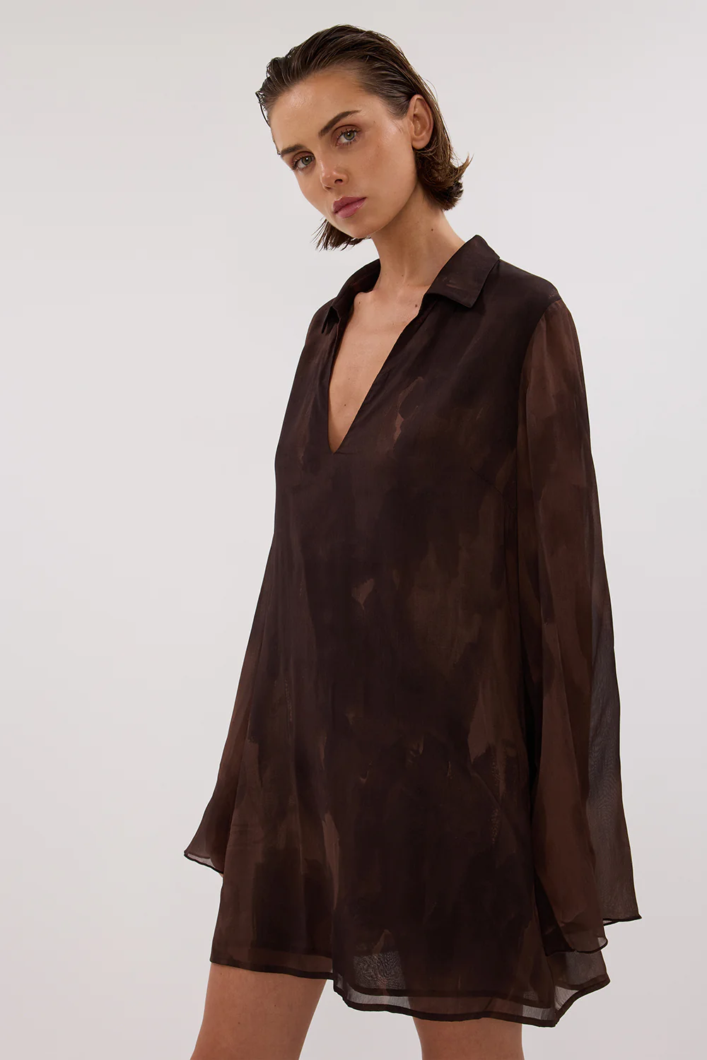 WILLOW CHOC LONG SLEEVE MINI DRESS - Image 2