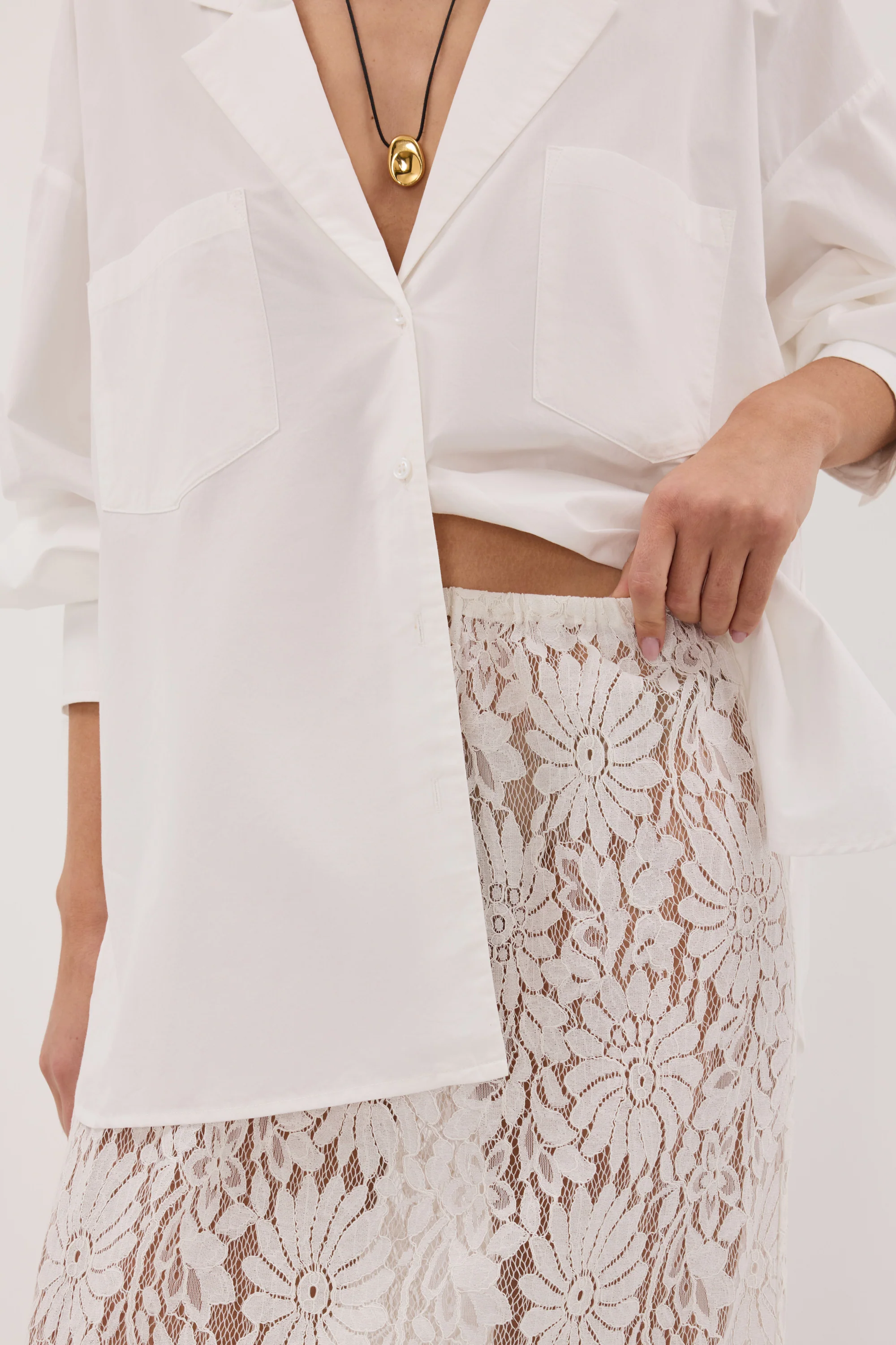 WILMA WHITE LACE MIDI SKIRT - Image 6
