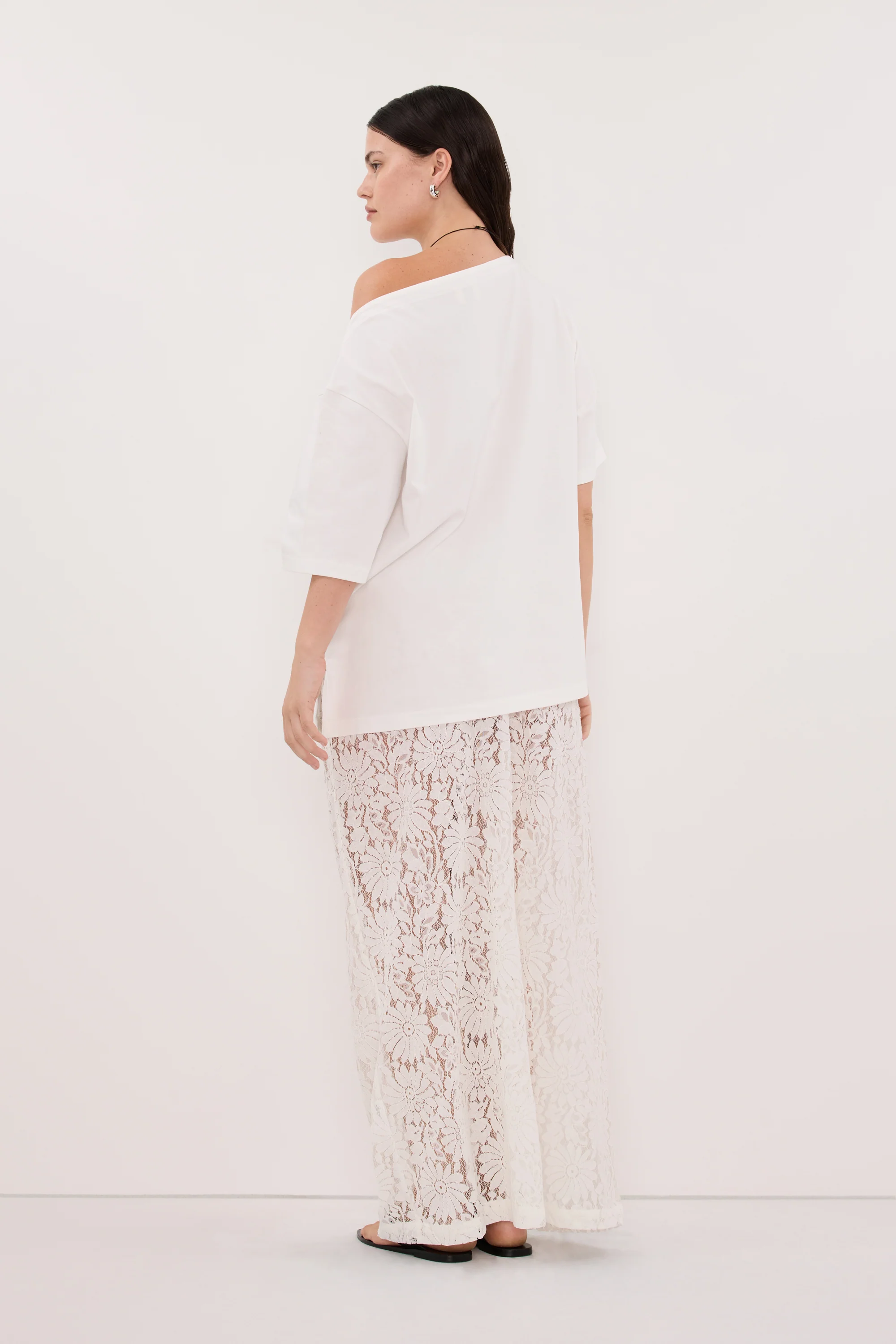 WILMA WHITE LACE MIDI SKIRT - Image 8