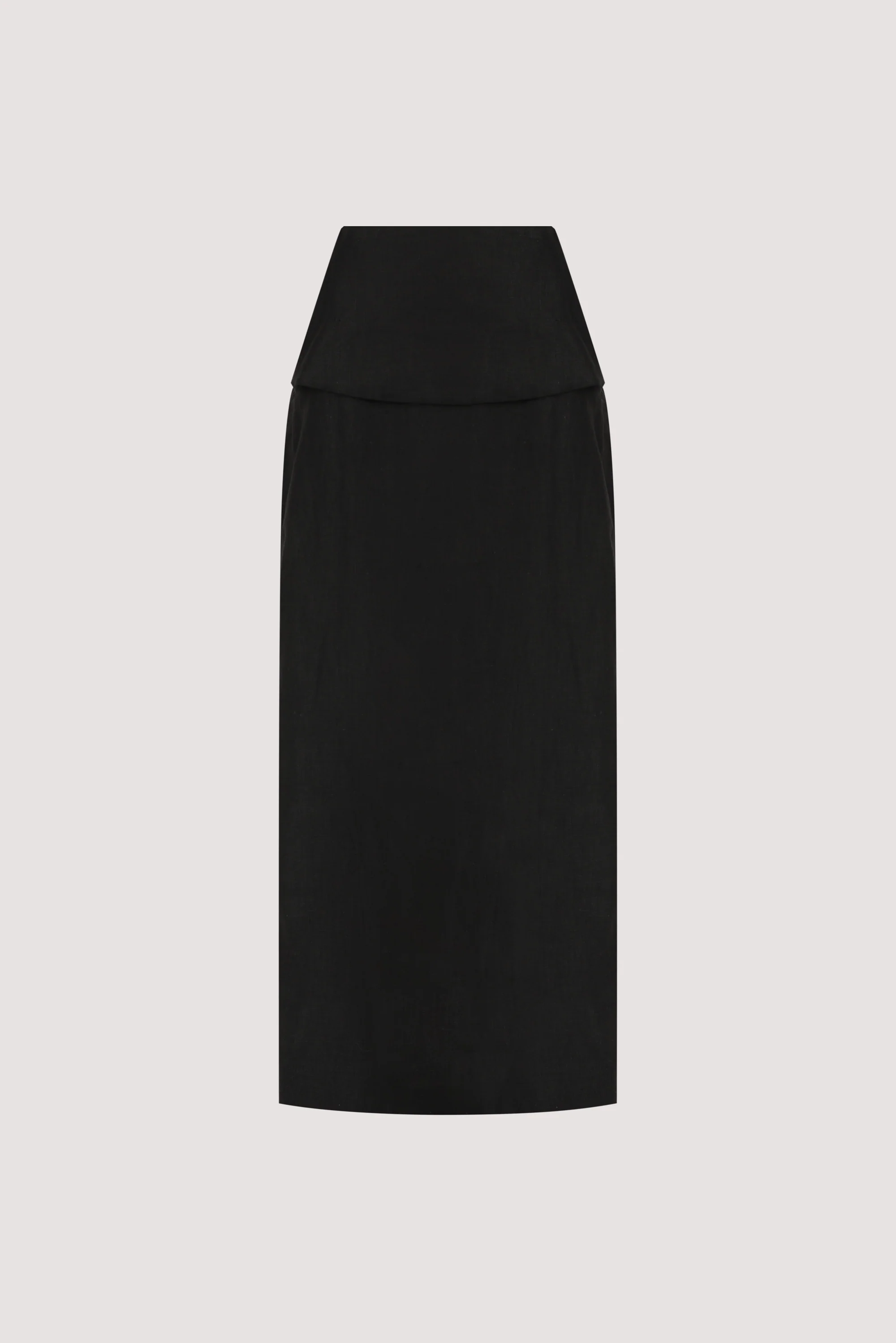 YARA BLACK LINEN FOLDOVER MIDI SKIRT - Image 6