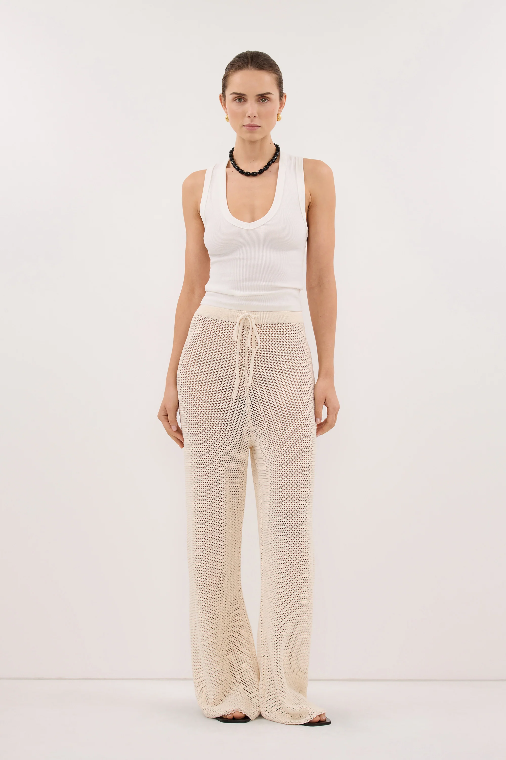 YASMIN OFF WHITE SLEEVELESS KNIT TANK - Image 2
