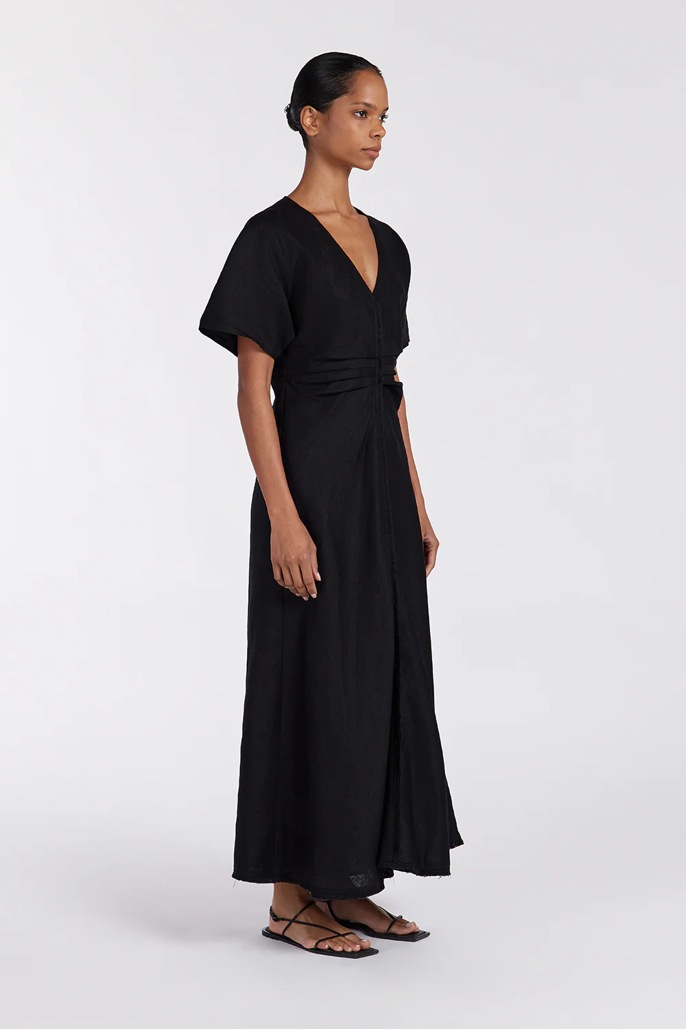 ZAHARA BLACK FRINGING MIDI DRESS - Image 3