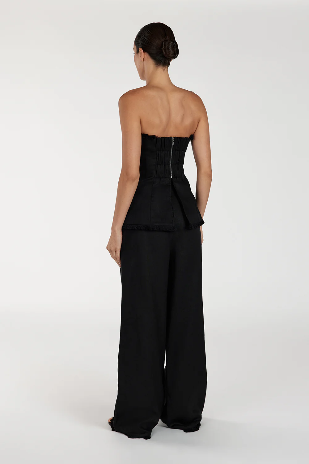ZAHARA BLACK LINEN FRINGED PANT - Image 4